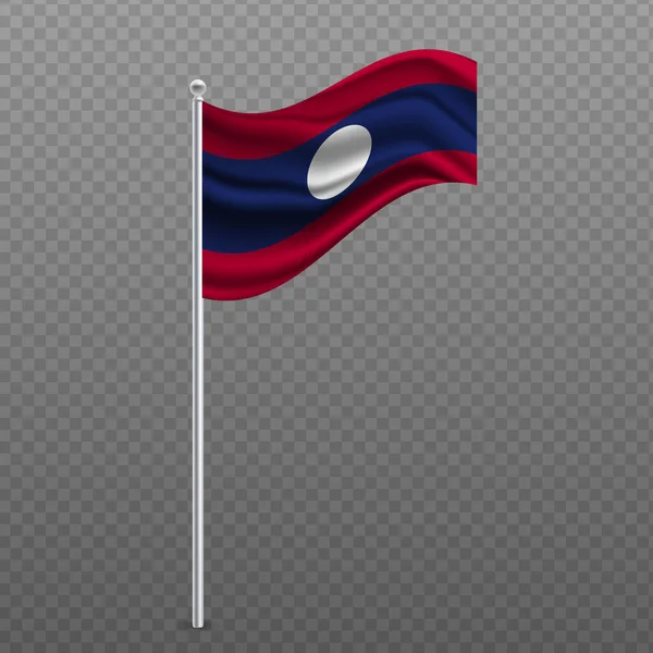 Laosz Lobogtatja Zászlót Fémrúdon Vektorillusztráció — Stock Vector