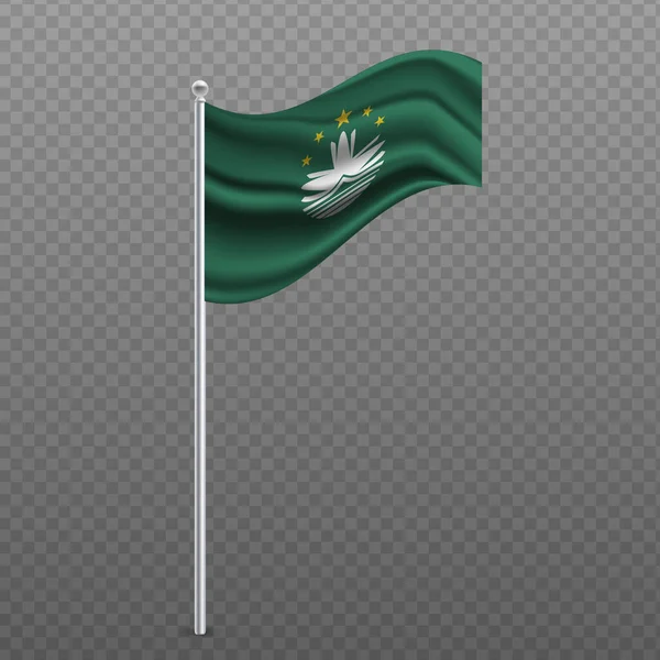 Bandera Macao Ondeando Poste Metal Ilustración Vectorial — Vector de stock