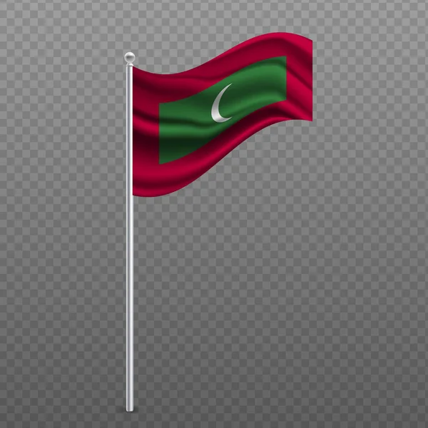 Maladewa Mengibarkan Bendera Tiang Logam Ilustrasi Vektor - Stok Vektor