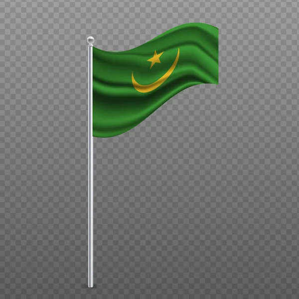 Mauritanie Agitant Drapeau Sur Poteau Métallique Illustration Vectorielle — Image vectorielle