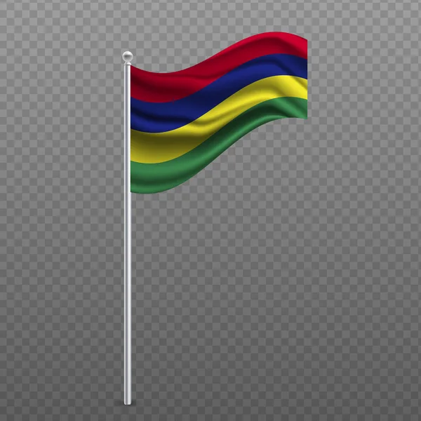 Mauritius Zwaaiend Met Vlag Metalen Paal Vectorillustratie — Stockvector