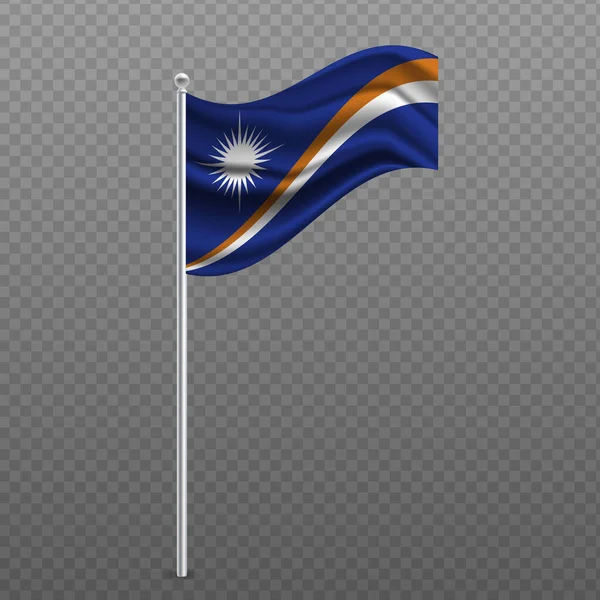 Marshalleilanden Zwaaiend Met Vlag Metalen Paal Vectorillustratie — Stockvector