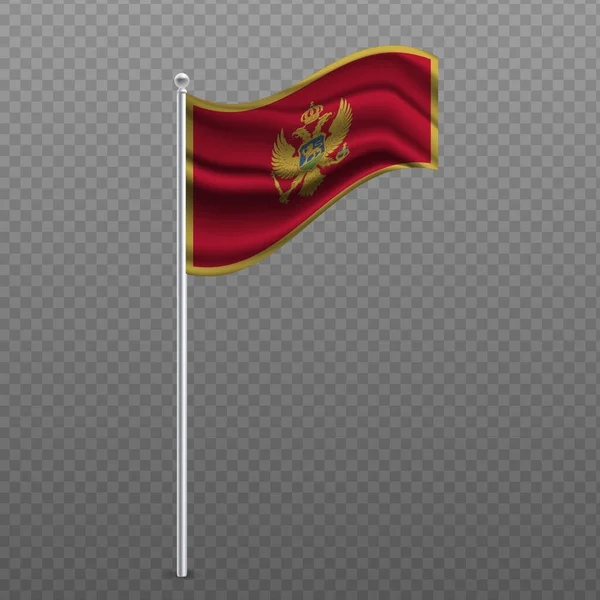 Montenegró Zászlót Lengetett Fémrúdon Vektorillusztráció — Stock Vector