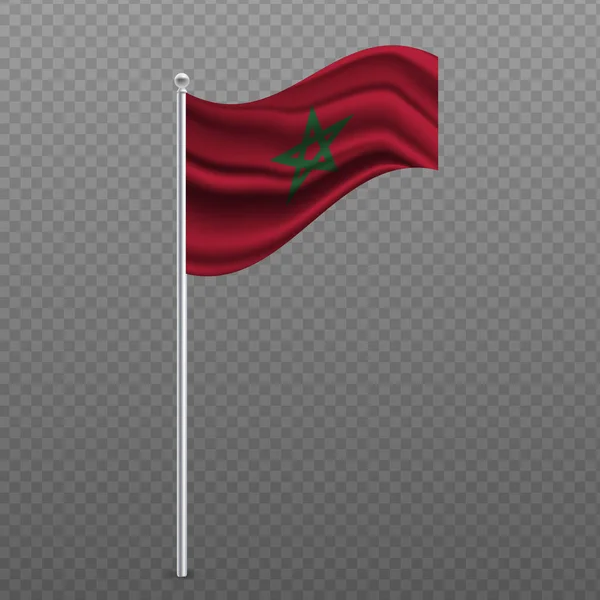 Marrocos Agitando Bandeira Poste Metal Ilustração Vetorial — Vetor de Stock