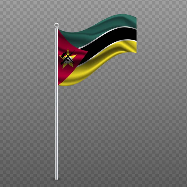 Mosambik Mává Vlajkou Kovové Tyči Vektorová Ilustrace — Stockový vektor