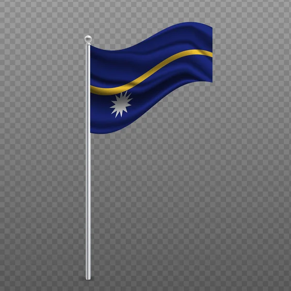 Drapeau Nauru Agitant Sur Poteau Métal Illustration Vectorielle — Image vectorielle