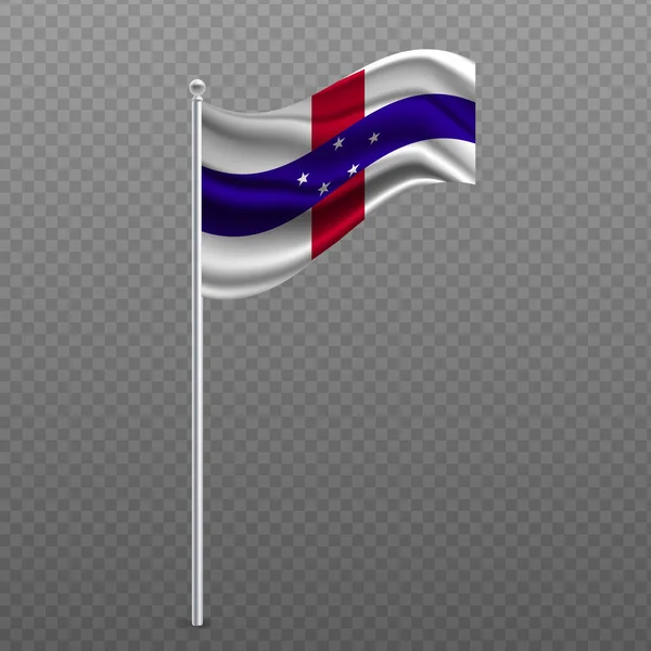 Nederlandse Antillen Wapperen Vlag Metalen Paal Vectorillustratie — Stockvector