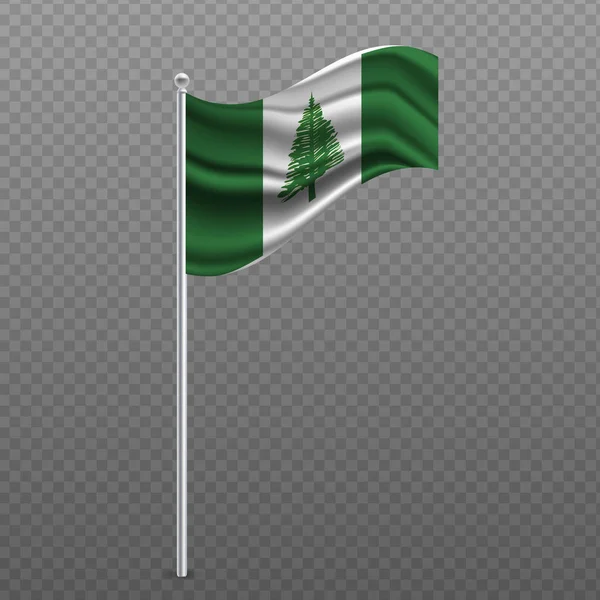 Norfolk Island Waving Flag Metal Pole Vector Illustration — Διανυσματικό Αρχείο