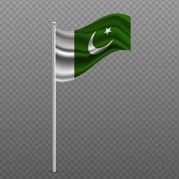Пакистан Размахивает Флагом Металлическом Столбе Векторная Иллюстрация — стоковый вектор