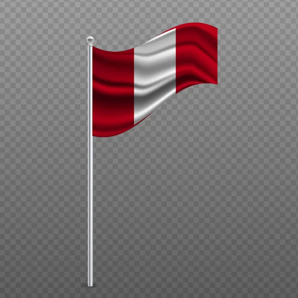 Peru Zászlót Lengetett Fémrúdon Vektorillusztráció — Stock Vector