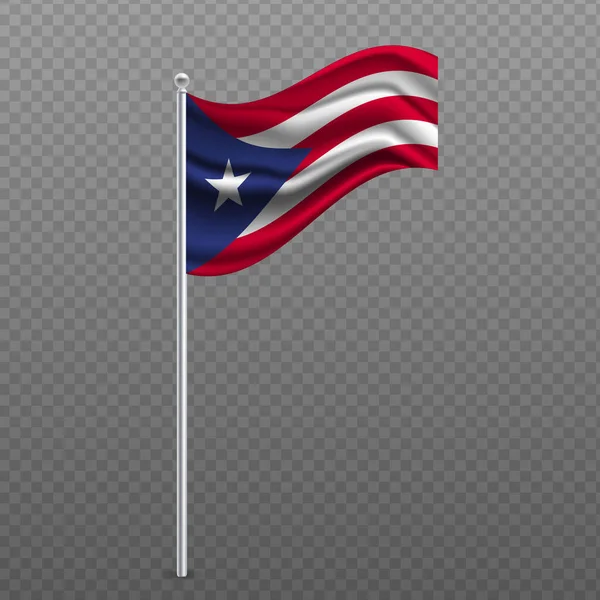 Porto Rico Agitando Bandeira Poste Metal Ilustração Vetorial —  Vetores de Stock