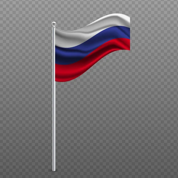 Oroszország Zászlót Lengetett Fémrúdon Vektorillusztráció — Stock Vector