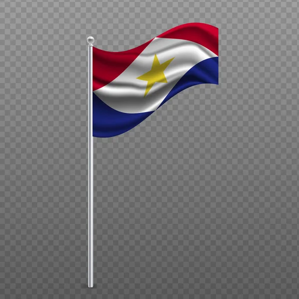 Saba Zwaait Met Vlag Metalen Paal Vectorillustratie — Stockvector