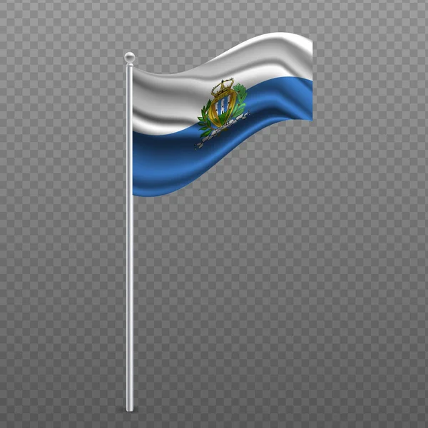 San Marino Zwaaiend Met Vlag Metalen Paal Vectorillustratie — Stockvector