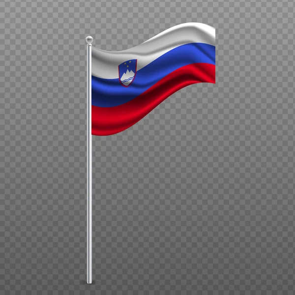 Slovenia Waving Flag Metal Pole Vector Illustration — Διανυσματικό Αρχείο