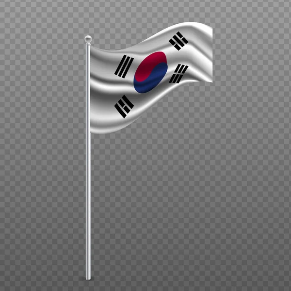 Coreia Sul Agitando Bandeira Poste Metal Ilustração Vetorial — Vetor de Stock