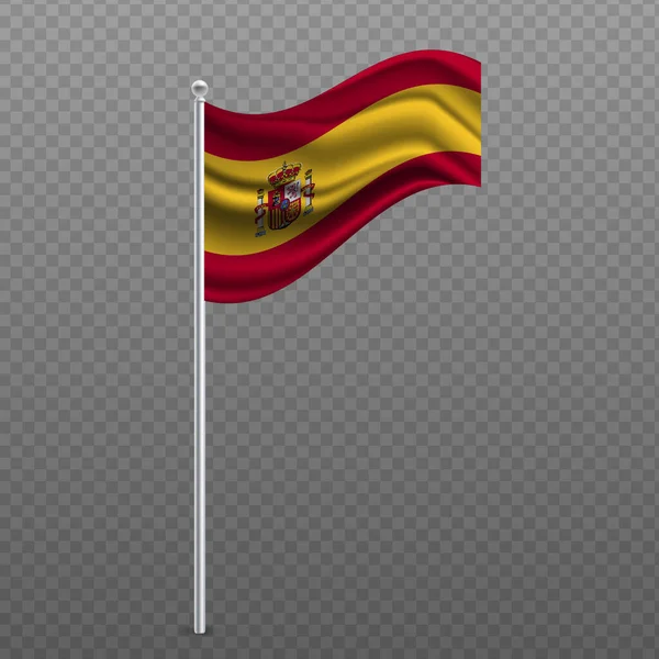 Испания Размахивает Флагом Металлическом Столбе Векторная Иллюстрация — стоковый вектор