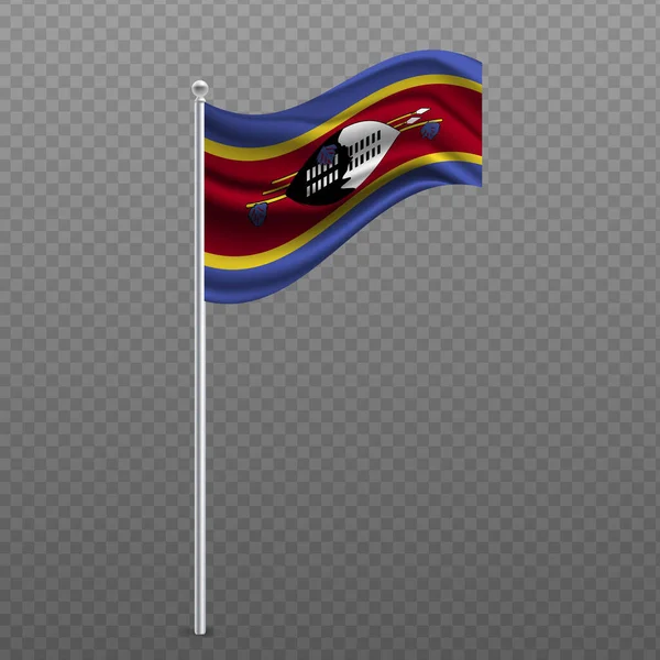 Swaziland Zwaait Vlag Metalen Paal Vectorillustratie — Stockvector