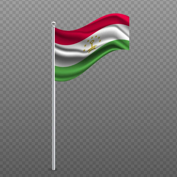 Tajikistan Waving Flag Metal Pole Vector Illustration — Stock Vector