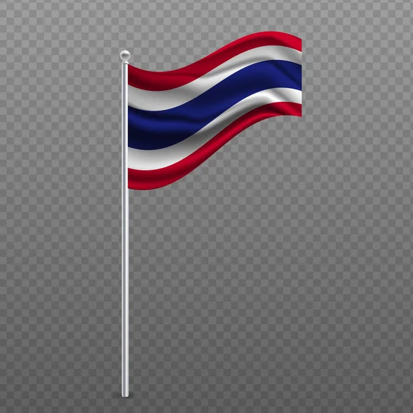 Thailandia Sventola Bandiera Sul Palo Metallo Illustrazione Vettoriale — Vettoriale Stock