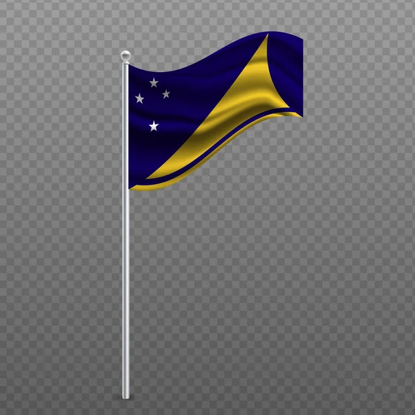 Tokelau Ondeando Bandera Poste Metal Ilustración Vectorial — Vector de stock