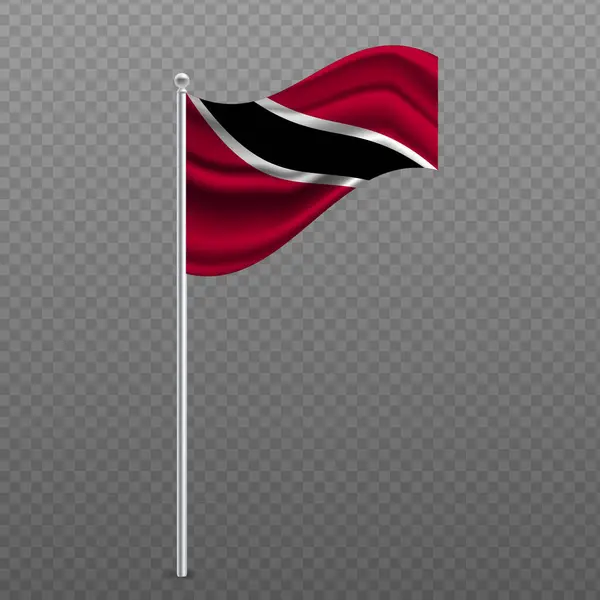 Trinidad Tobago Zászlót Lengetnek Fémrúdon Vektorillusztráció — Stock Vector