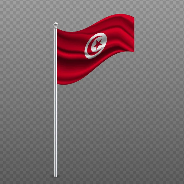 Tunisia Mengibarkan Bendera Tiang Logam Ilustrasi Vektor - Stok Vektor