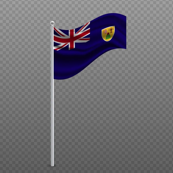 Ilhas Turks Caicos Acenando Bandeira Poste Metal Ilustração Vetorial — Vetor de Stock