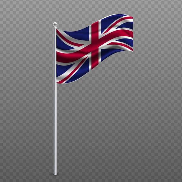 United Kingdom Waving Flag Metal Pole Vector Illustration — Διανυσματικό Αρχείο