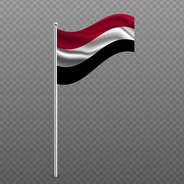 Jemen Zwaaien Vlag Metalen Paal Vectorillustratie — Stockvector