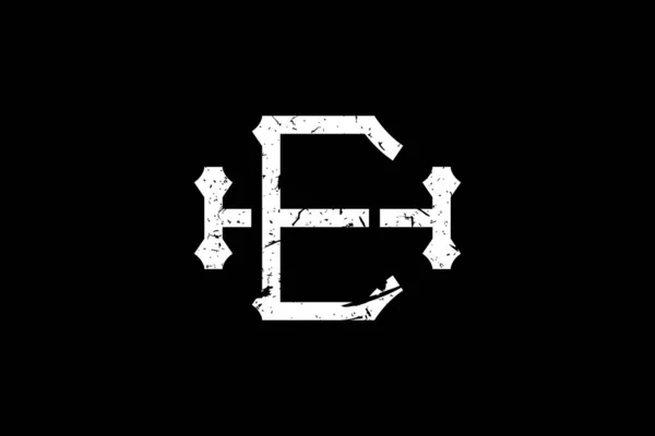 复古首字母Eh标志 这个标志创造性地结合了古老的单字字体 它将适合皇家 精品店 Heraldic — 图库矢量图片