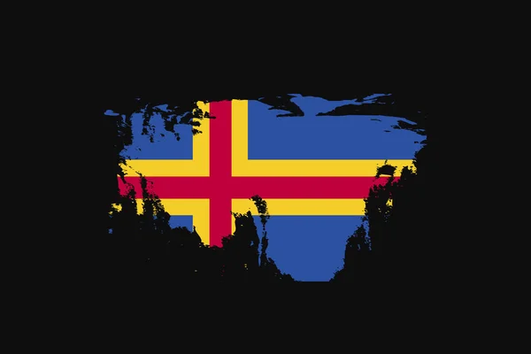 Grunge Style Flag Från Åland Det Kommer Att Användas Shirt — Stock vektor