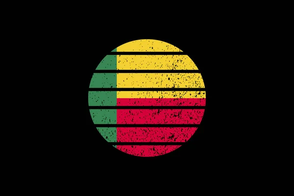 Bandera Grunge Style Del Benín Utilizará Gráficos Camiseta Impresión Póster — Vector de stock
