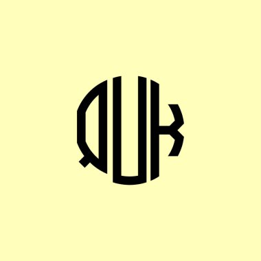 Yaratıcı Yuvarlak Harfler QuK Logosu. Bu başlangıç için hangi şirket veya markanın adı uygun olacaktır.