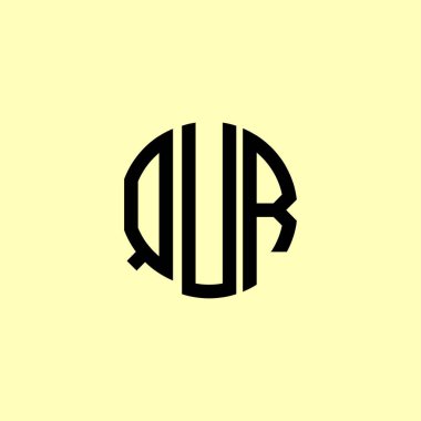 Yaratıcı Yuvarlak Baş Harfler QUR Logosu. Bu başlangıç için hangi şirket veya markanın adı uygun olacaktır.