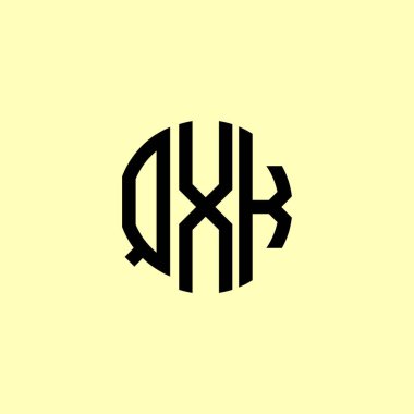 Yaratıcı Yuvarlak Harfler QXK Logosu. Bu başlangıç için hangi şirket veya markanın adı uygun olacaktır.