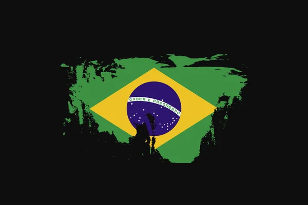 Brezilya Nın Grunge Style Bayrağı Tişört Grafikleri Baskısı Posteri Arkaplanı — Stok Vektör