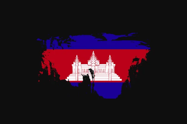 Kamboçya Nın Grunge Style Bayrağı Tişört Grafikleri Baskısı Posteri Arkaplanı — Stok Vektör