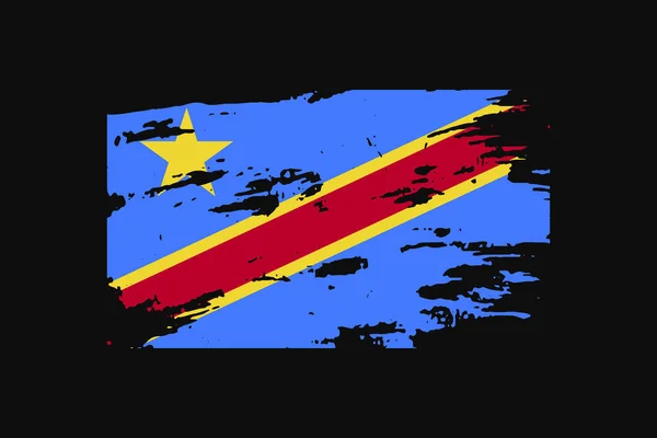 Grunge Style Bandeira República Democrática Congo Será Usado Gráficos Shirt —  Vetores de Stock