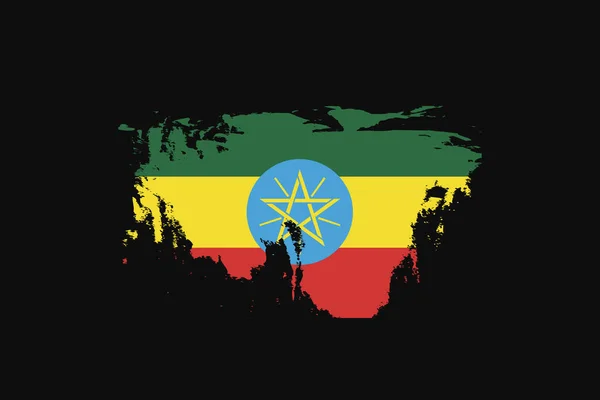 Grunge Style Vlag Van Ethiopië Het Zal Worden Gebruikt Shirt — Stockvector