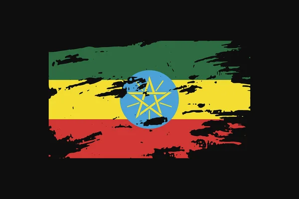 エチオピアのグランジスタイルの旗 Tシャツのグラフィック プリント ポスター 背景を使用します — ストックベクタ