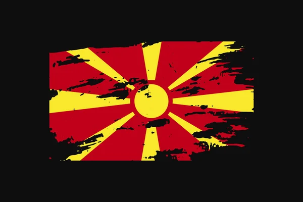 马其顿的Grunge Style Flag Macedonia 它将用于T恤衫图形 印刷品 海报和背景 — 图库矢量图片