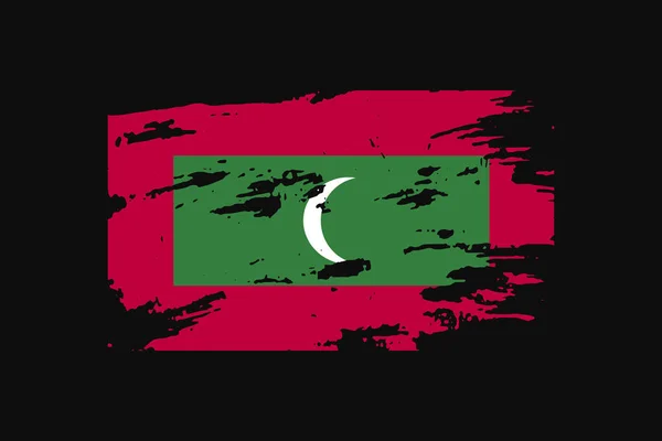 Grunge Stílus Zászló Maldív Szigeteken Lesz Használt Póló Grafika Nyomtatás — Stock Vector