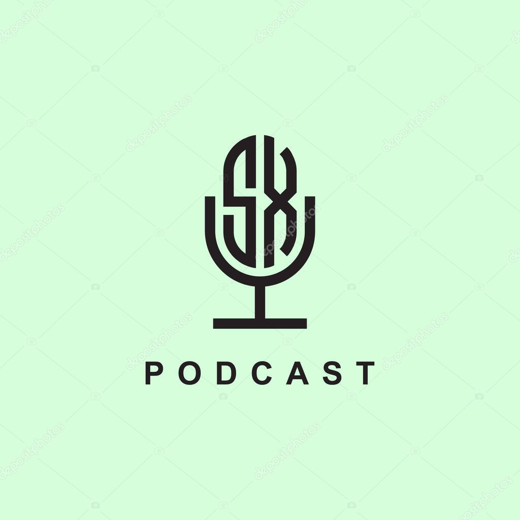 Creative Initial Letters SX Logo for Podcast Or Music. It will be suitable for which company or brand name start those initial.