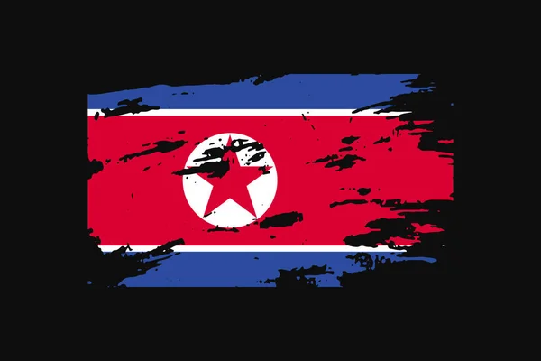 Grunge Style Flag North Korea Used Shirt Graphics Print Poster — Stock Vector
