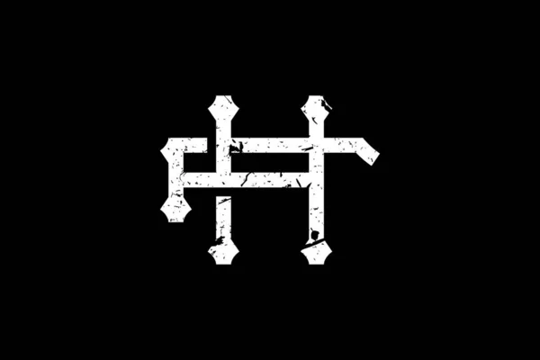 复古首字母Hf标志 这个标志创造性地结合了古老的单字字体 它将适合皇家 精品店 Heraldic — 图库矢量图片