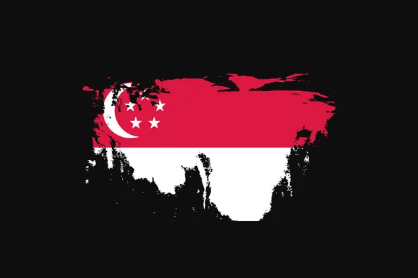Bandera Grunge Style Del Singapur Utilizará Gráficos Camiseta Impresión Póster — Vector de stock