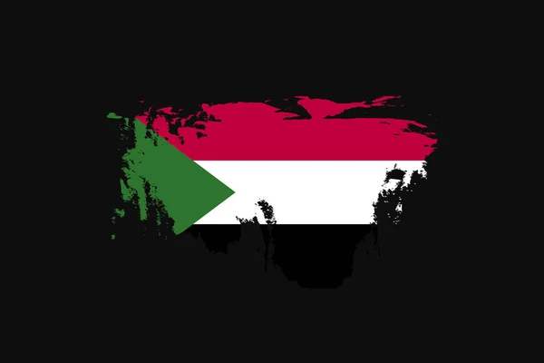 Bandera Grunge Style Del Sudán Utilizará Gráficos Camiseta Impresión Póster — Vector de stock