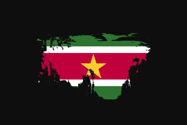 苏里南的Grunge Style Flag Suriname 它将用于T恤衫图形 印刷品 海报和背景 — 图库矢量图片