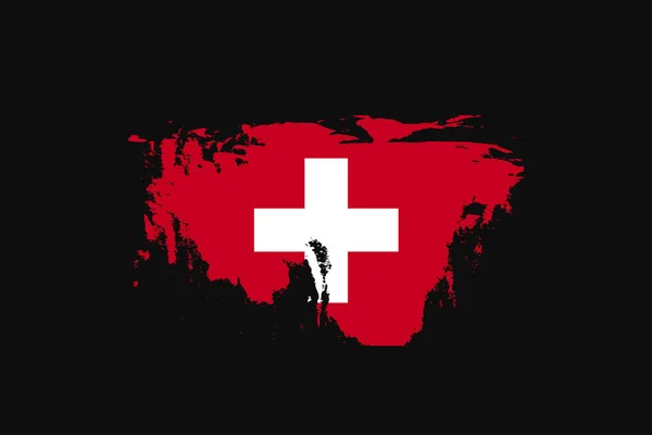 Bandera Grunge Style Suiza Utilizará Gráficos Camiseta Impresión Póster Fondo — Vector de stock